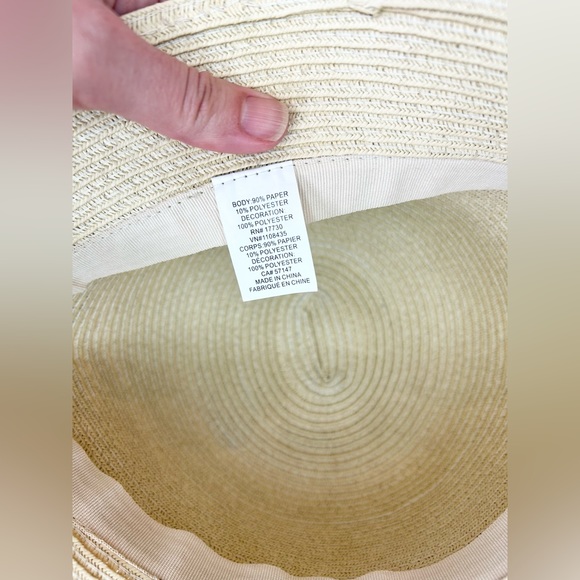 Paper Straw Cloche Hat With Black Ribbon Trim - Picture 11 of 13